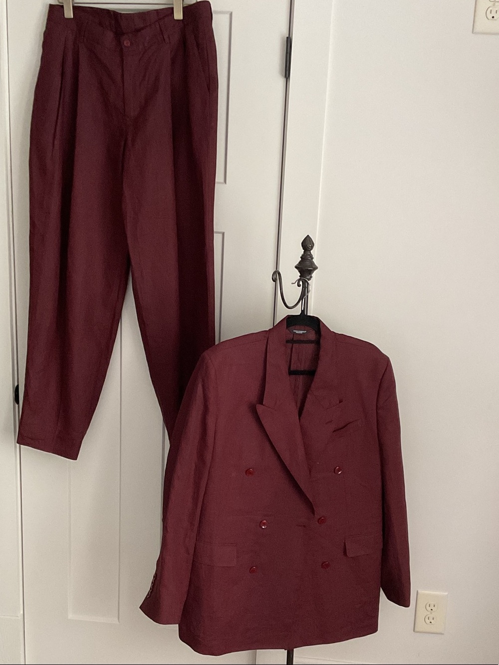 RUNWAY NWT Dolce & Gabbana Tailored Burgundy Linen DB Suit EU 50/ US 40